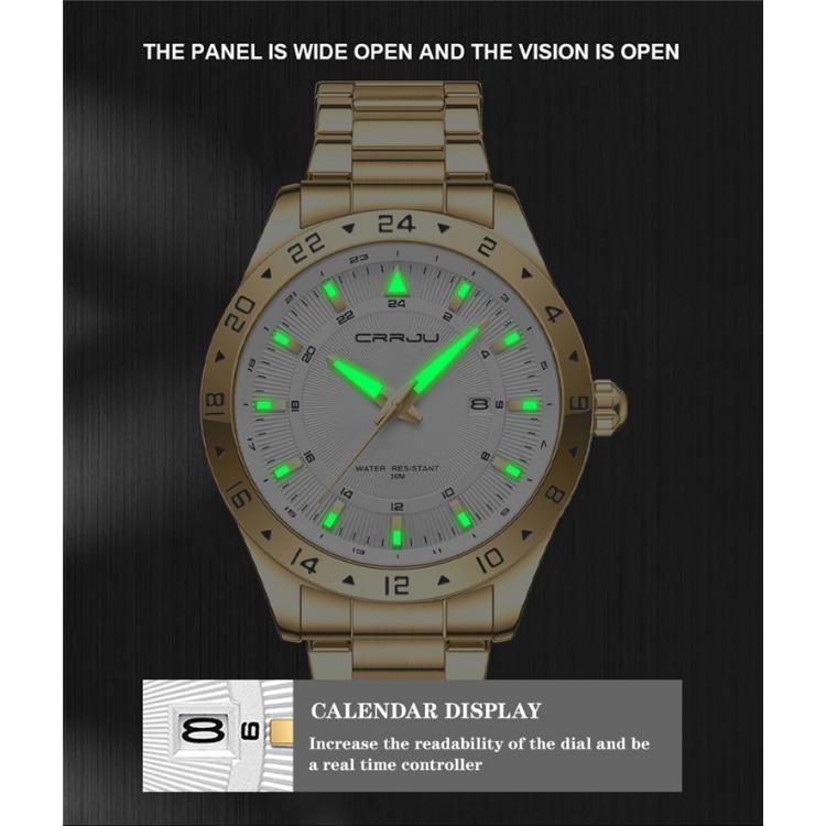 CRRJU New Watch 5007 Men's Watch Stainless Steel Strap Simple Business Watch