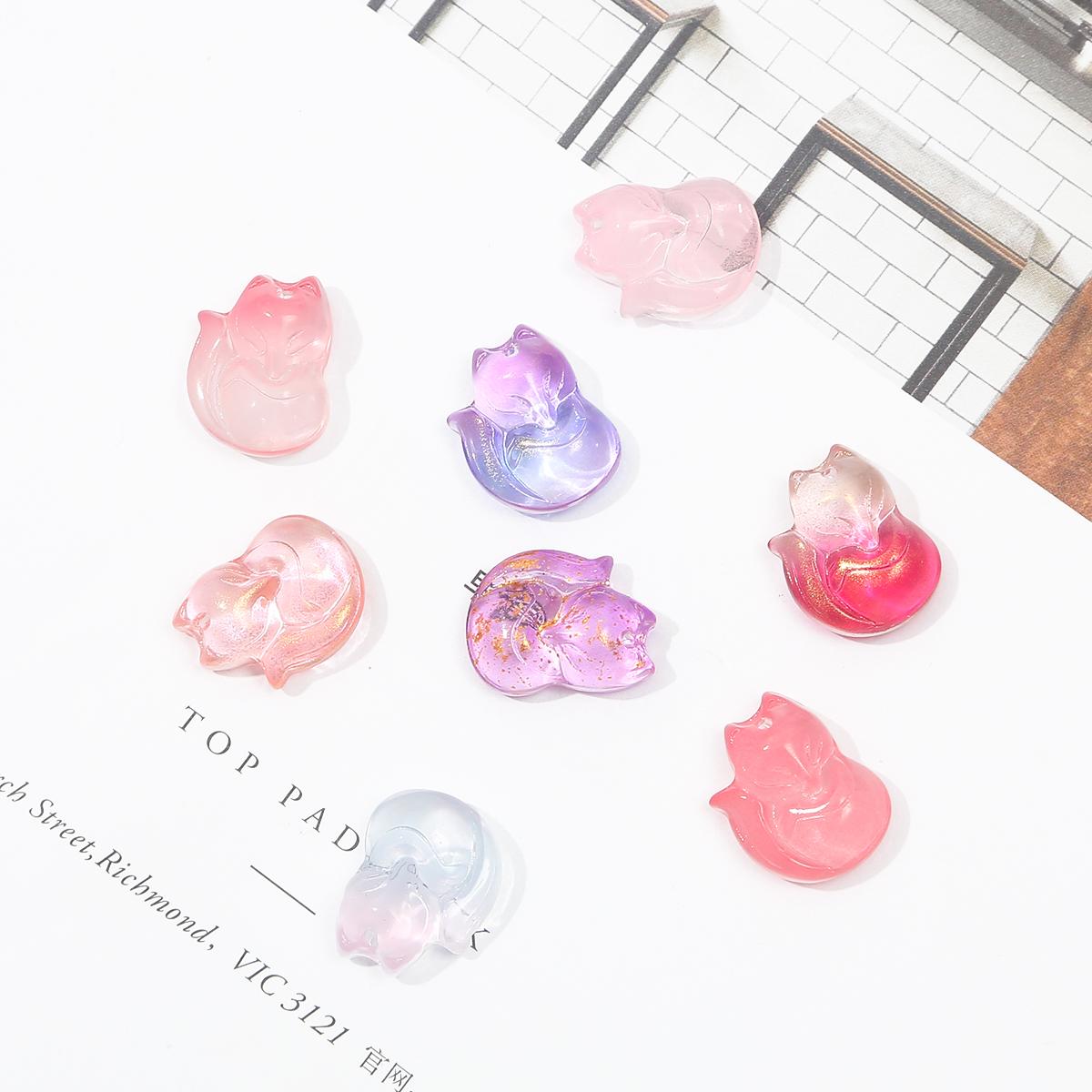 

10 шт. 18x14 мм разноцветные бусины в форме лисы лэмпворк, стеклянные свободные бусины-разделители, подвески-подвески для изготовления аксессуаров своими руками