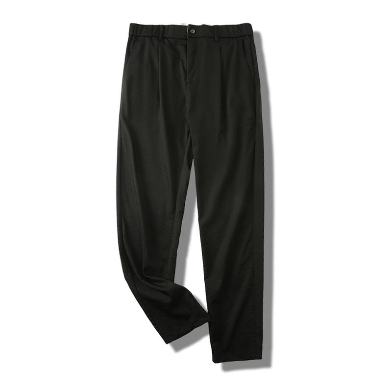 Stretch ICE Cotton Pants Men s 2024 New Trousers Summer Thin Straight Elastic Waist Foreign Trade Casual Pants Men s Trousers Black M