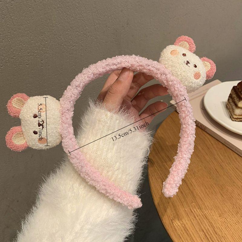 

1pc Cute Plush Bear Headband, elastic & soft polyester, ideal for women & girls during skincare & makeup.