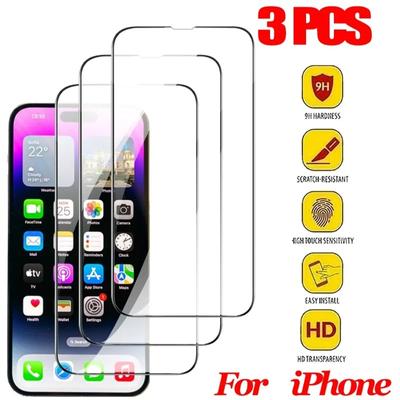 3 Pezzi Pellicola Protettiva per Schermo Per iPhone 16 15 14 13 Pro Max Vetro Temperato iPhone 11 12 Pellicola mica iPhone15 Pro Plus 13 Mini