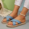 Fashion 2024 Women Slippers New Minimalist Cross Band Sandals Trend Beach Hemp Rope Slippers Espadrille Outdoor Shoes Home Slides Women
