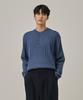 ANALOG MOOD Washable Cable Henley Neck Knit T-Shirt (Blue)