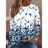 Round Neck 3D Flower Pattern Top Casual Long Sleeved Women's T-shirts - Soft Medium Stretch Polyester Fabric Spring and Autumn Relaxed Fit Clothing
