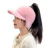 Hollow Top Ear Protection Woolen Hat for Women In Autumn and Winter Thickened and Velvet Warm Knitted Hat Outdoor Cycling Cold Proof Duckbill Hat