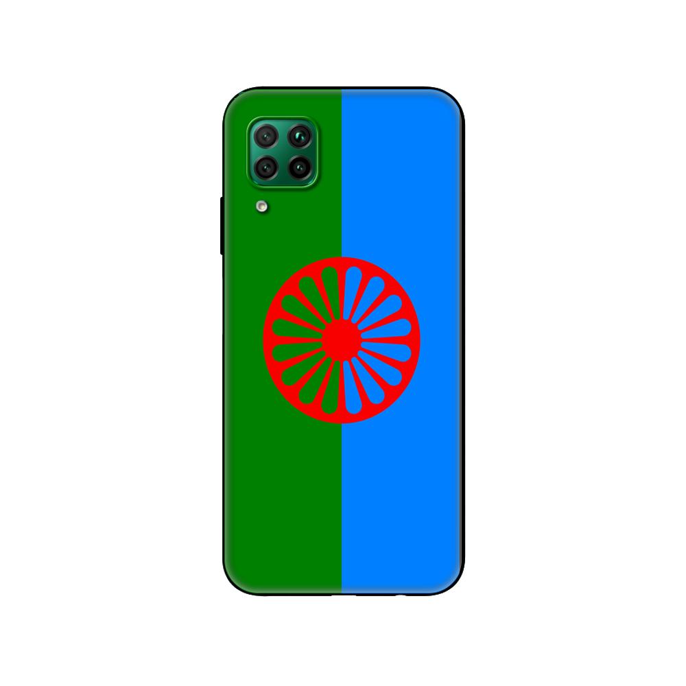 Černé tpu pouzdro pro Huawei P30 Lite P30 Pro P40 pouzdro pro Huawei P40 LITE EP Smart 2020 Pouzdro Kryt Gypsy Romani Roma Flag