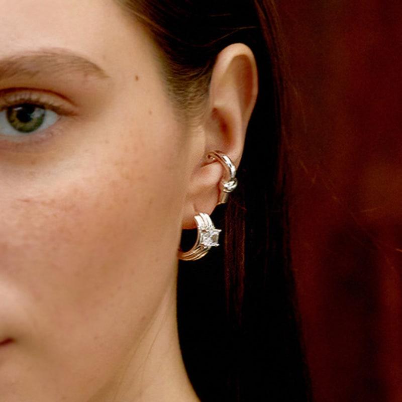 

fINE HABIT Column Hoops_Natural Silver Natural Silver Free