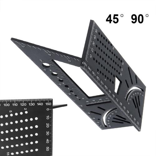 Smgda 3D Angle Ruler, Carpenter's Marking Tool, Marking Gauge, Woodworking Template, Aluminum Carpenter Tool, 45/90 Multifunctional Angle Ruler for W