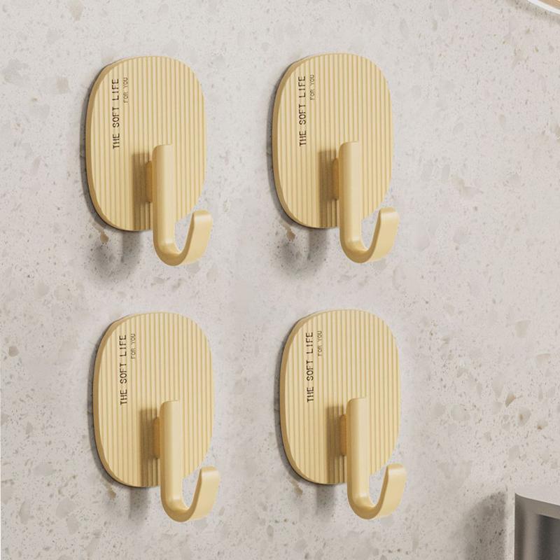 4pcs Light Luxury Hooks Strong Traceless Hook Multifunctional Key Coat Towel Hanger Hook kitchen bathroom Organizer Accessories