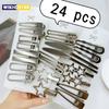 24Pcs/Set Y2K Silver Metal Hairpins for Women Girls Star Hair Clip Multiple Styles Seamless Duckbill Clip Girls Hair Accessoires