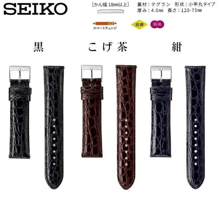 Seiko Band Watch 18mm Leather Belt Men's with Care Instructions (Navy Blue) Small