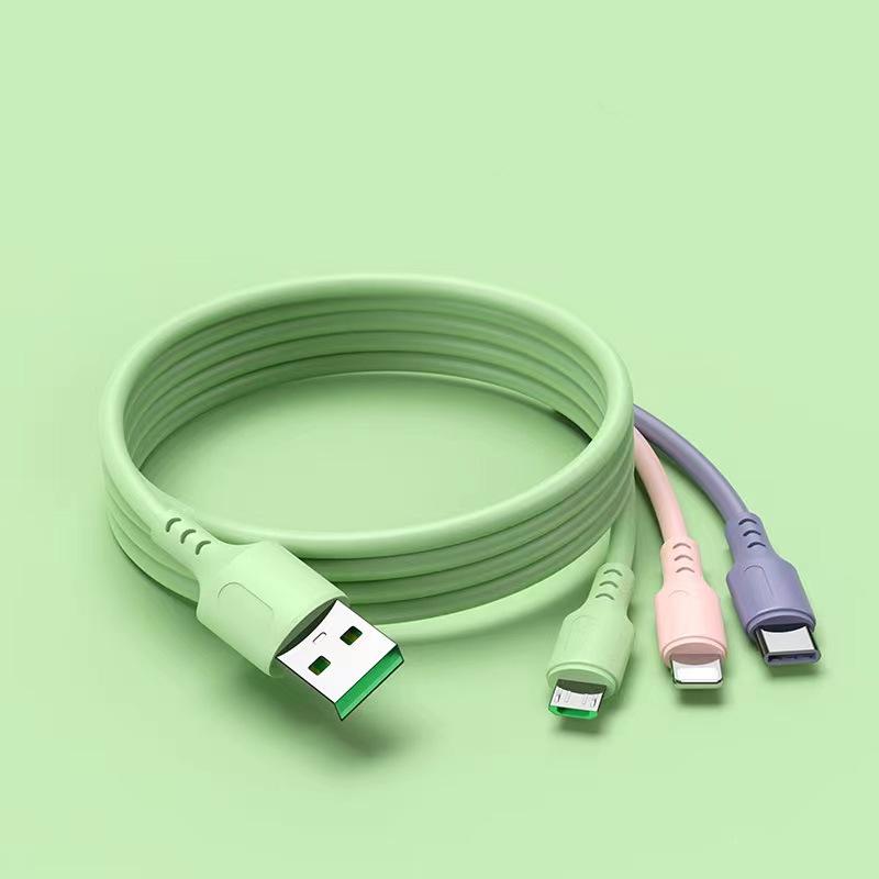 

66W Ice Crystal Gradient 3-in-1 Braided Fast Charging Cable for Huawei & Apple Devices