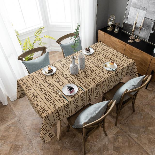 Ancient Egypt Hieroglyphs Waterproof Tablecloth Wedding Decor Table Runner Coffee Dinning Decor Retro Table Cover