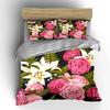 Pink Roses And White Lilies Bedding Set For Kids Luxury Gift 3Pcs Digital Print Comforter Set Soft Comfortable Breathable