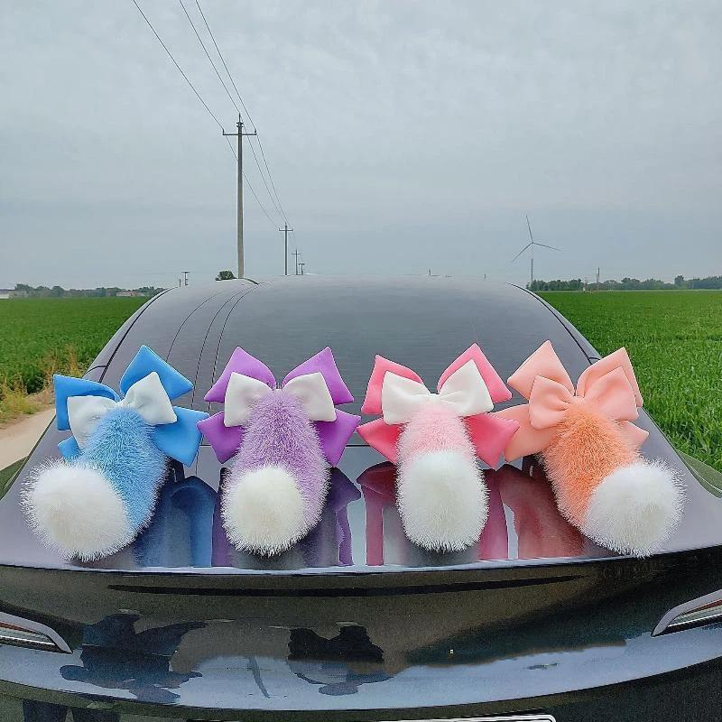 Decorazione Coda Auto Peluche Soffice Fiocco Carino Tocco Morbido Multi Colori Styling Esterno Auto Accessori Auto Per Ragazze