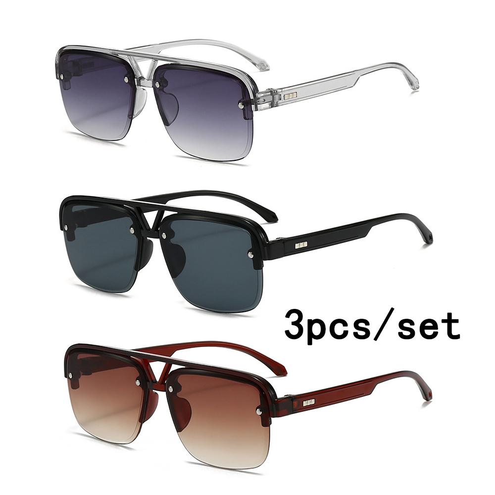 3Pcs/set Vintage Square Sunglasses Women Men Rectangle Sun Glasses Female Oval Eyewear for Male Female Eyeglasses