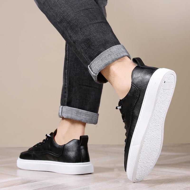 Pantofi sport din piele pentru bărbați, pantofi Oxford cu șireturi, la modă, negri, pentru birou, pantofi eleganți pentru bărbați, adidași 2024, balerini pentru bărbați