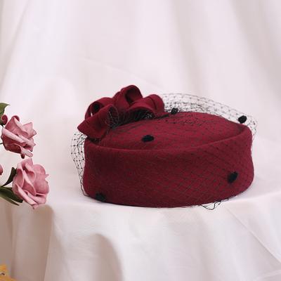 Fedoras Hat Women Fascinator Hat Teardrop Dome Top Bowknot Fancy Wool Pillbox Hat For Lady Cocktail Racing Party Wedding Church