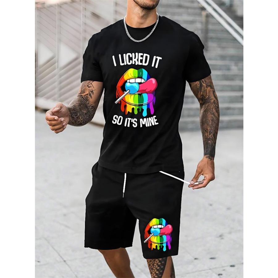 Two-piece Milano Print Men's Set Summer Casual Everyday Men's Short-sleeved T-shirt Outdoor Street Men Fashion Sports Shorts