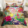 Mushroom Duvet Cover Set Cartoon Castle Bedding Set Microfiber Fungus Botanical Floral Comforter Cover Twin King For Boys Girls