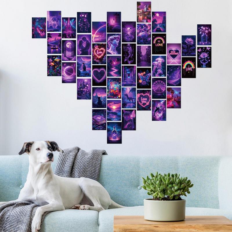 Wall Collage Postcard Set 50X Romantic Sunset Wall Collage Cards Decor Artistic Wall Pictures for Tile and Glass Walls Room