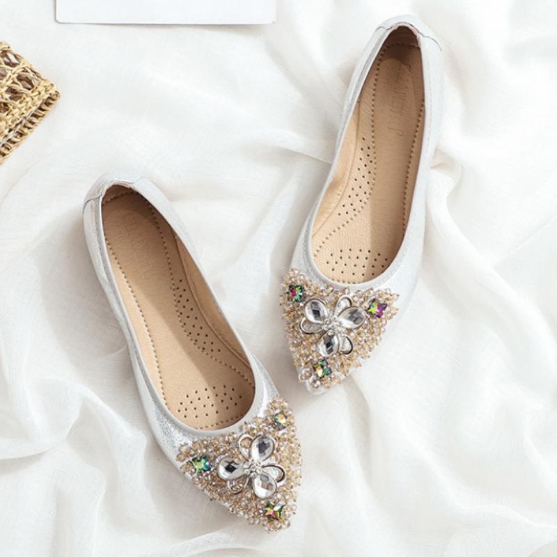 

2025 Размер 34-42 Обувь Женская Весна Складные Балетки Женщины Бабочка Стразы Плоские Туфли для Путешествий Женские Лоферы WSH2549 43