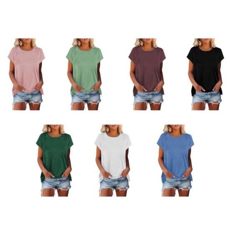 Damen O-Ausschnitt Kurzarm Lockerer Sitz Basic Sommer T-Shirt Weich Atmungsaktiv Lässig Zum Layering Raglan Oberteile