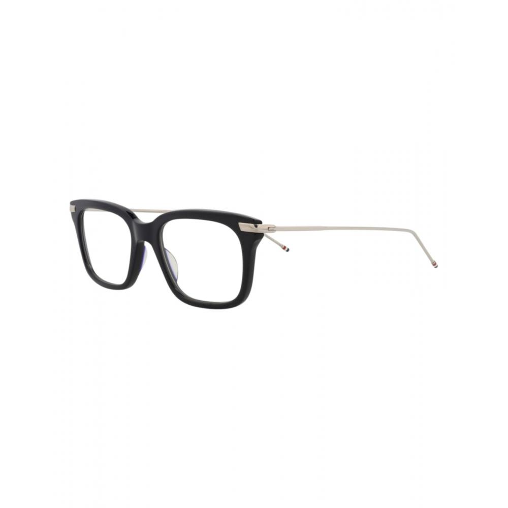 Thom Browne Square Frame Acetate Optical Frames Navy Silver Transparent
