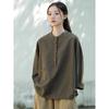 Spring/Autumn New Chinese Style Cotton Linen Women's Stand Collar Pullover Long Sleeve Shirt - Retro, Literary, and National Style Temperament.