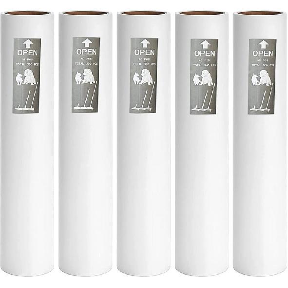 5 Pack 9.45 Inch Wide Large Lint Roller Refills (1.51In Inner Diamerter), Supersize Extra Sticky Roller Refills for Pet Hair Removing(300 Sheets) Size1