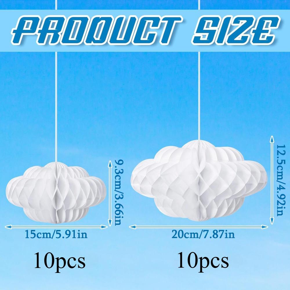 

20pcs Cloud Decorations Hanging Tissue Pom Poms Honeycomb Decor Artificial Cloud Ornaments Cloud Honeycomb Hanging Decorations 20pcs белый