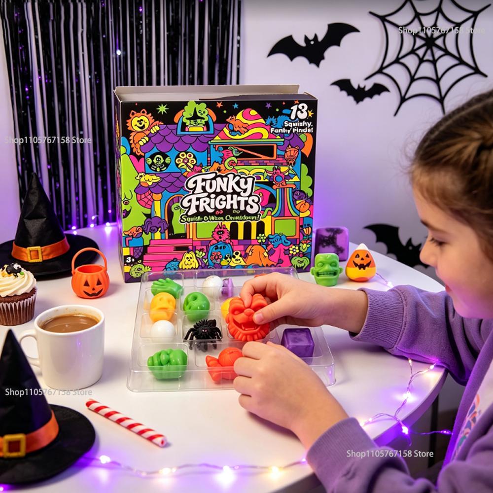 Halloween Advent Calendar 13 Days,Spooky Squishy Slow Rise Stress Relief Countdown Gift Box for Halloween Party Favors
