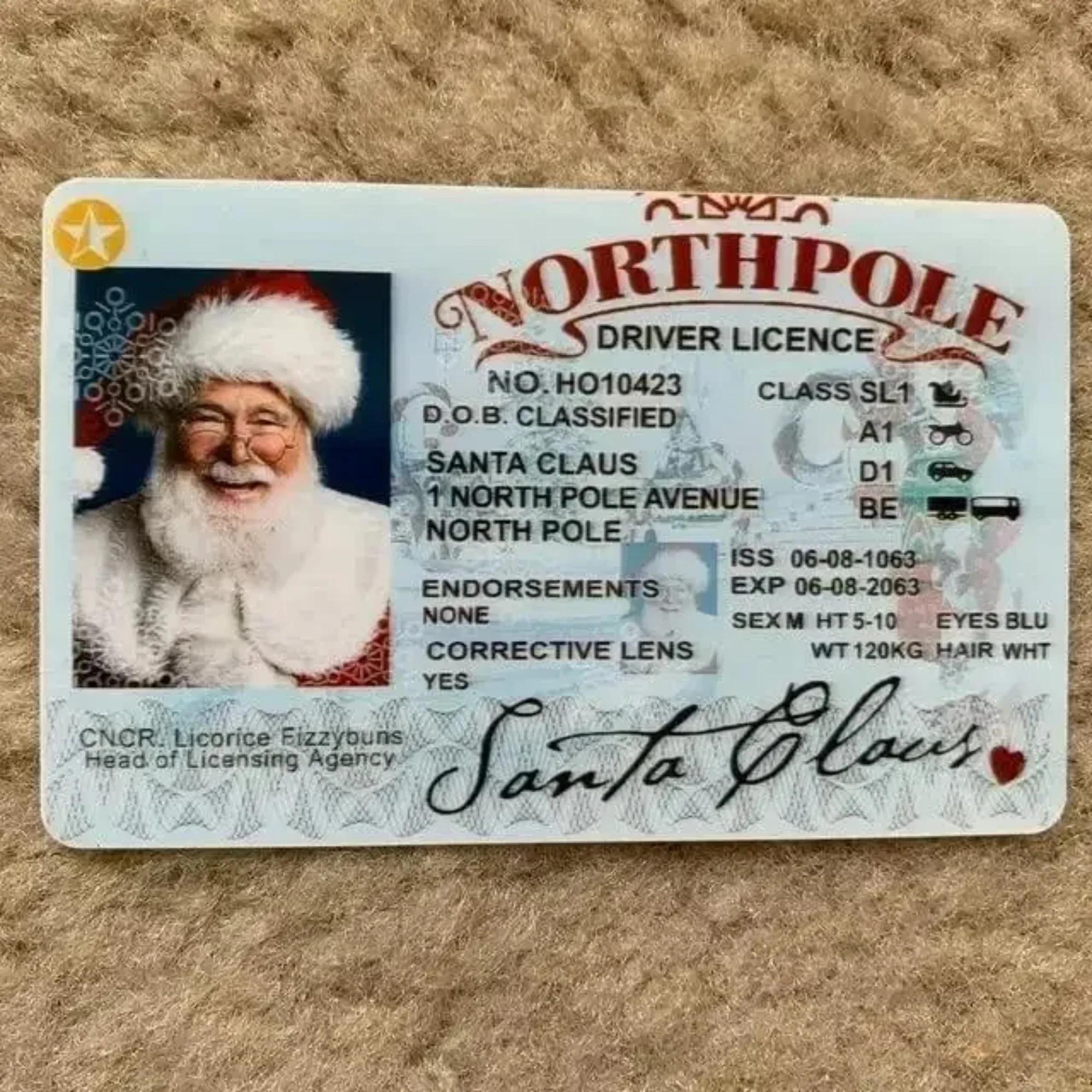 Card Santa Claus Flying Licence Christmas Eve Driving Licence Christmas Gift For Children Kids Chris Lost ID Card Santa License