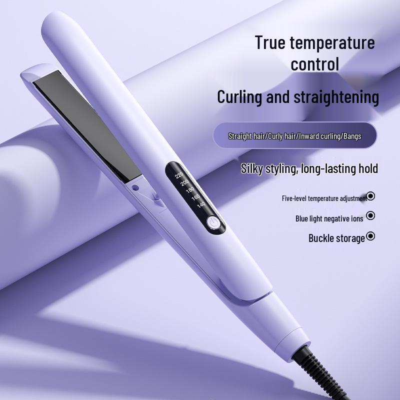 Ceramic Hair Straightener & Curler: Dual-Purpose, Negative Ion Technology, Hair-Safe, Multi-Gear Adjustment.