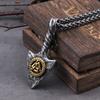 Stainless Steel Viking Necklace Men Antique Gray Spear Pendants Rune Valknut Necklaces Norse Jewelry Gift