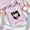 Pink Love Bow Card Album PVC with 16 Internal Pages Photocard Binder 3 Inch Mini Collectible Card Album Postcard Book