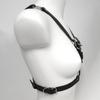 Women's Black Leather Body Harness Top, Adjustable Straps, O-Ring Detail, Gothic Punk Style, Party Clubwear