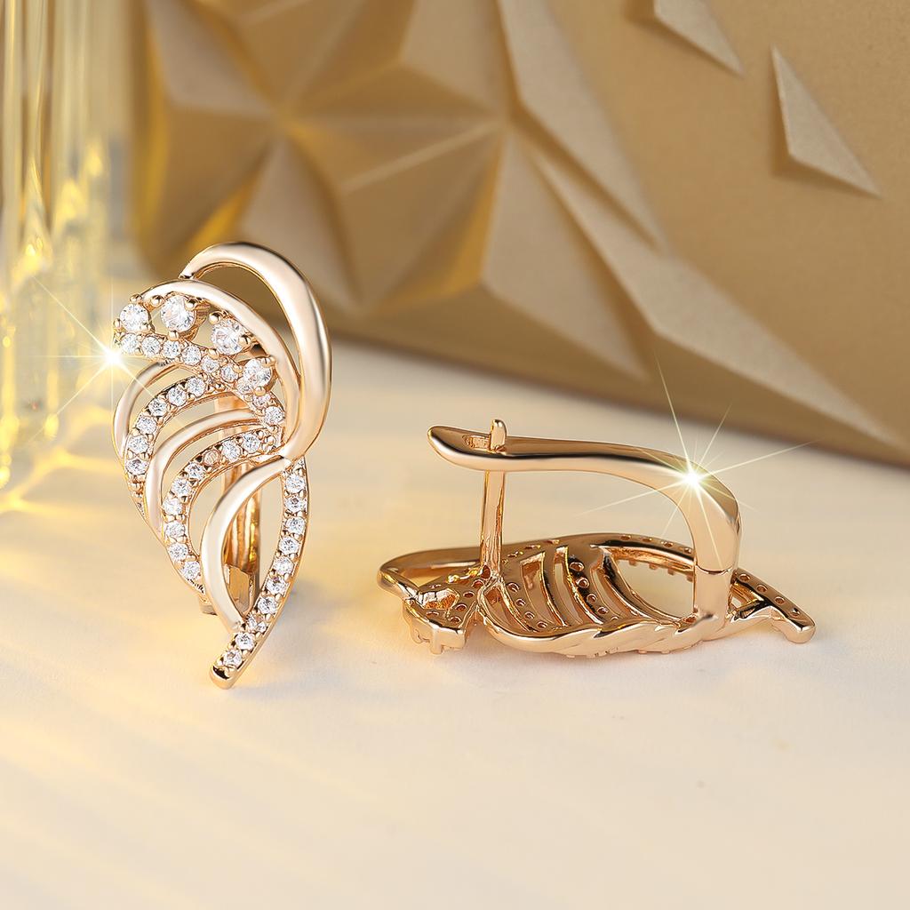 Luxury Small White Crystal Zircon Stone Hoop Earrings For Women Vintage Female Fashion Gold Color Wedding Jewelry