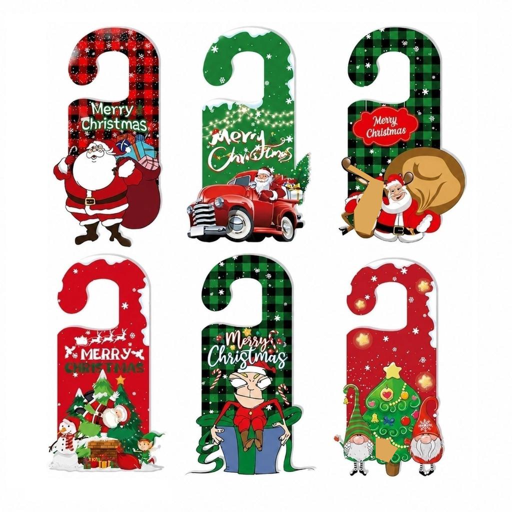 Christmas Door Hanger Decorations Set Holiday Party Door Handle Hanging Ornaments Festive Seasonal Indoor Outdoor Home Decor Accessories