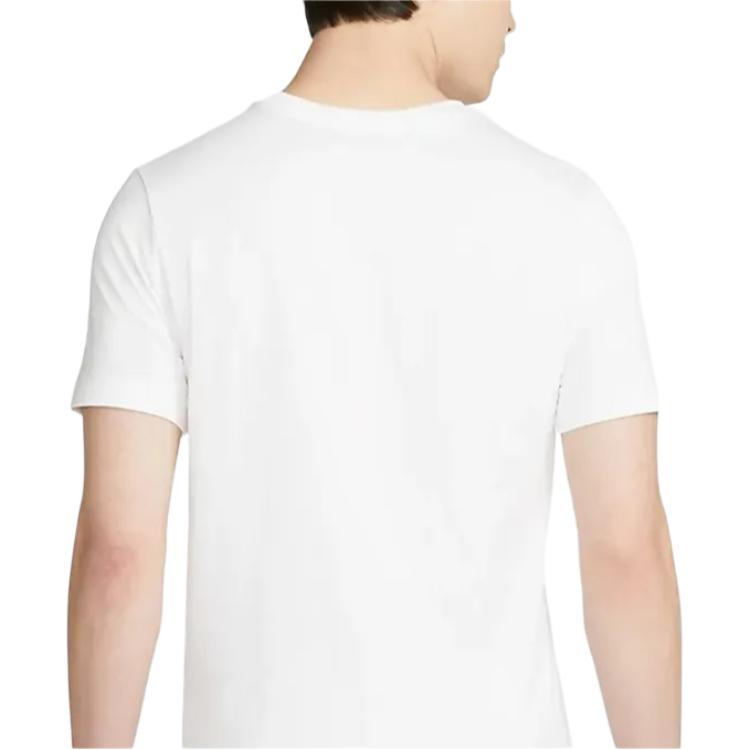 Nike Męski T-shirt z krótkim rękawem z okrągłym dekoltem z logo z nadrukiem kwiatów stokrotki Biały DM6430-100