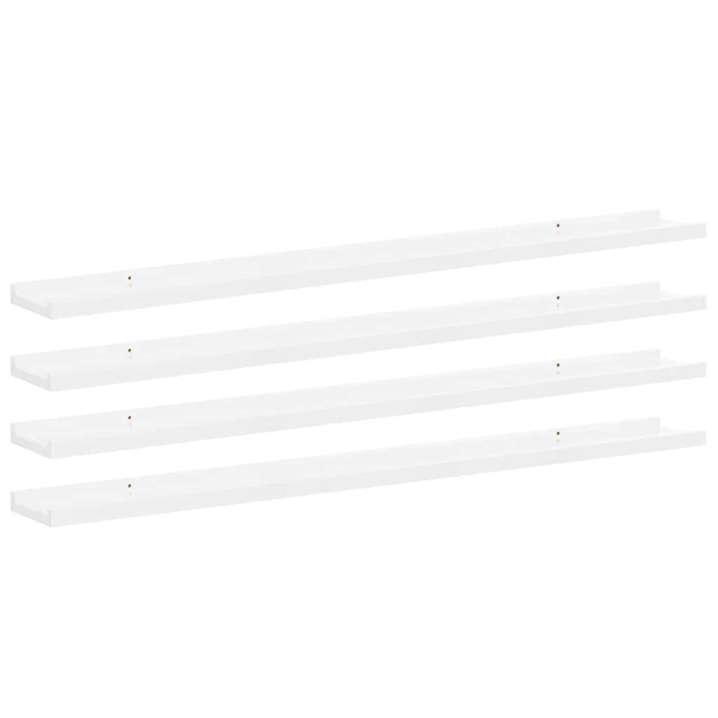 Wall Shelves 4 pcs High Gloss White 100 x 9 x 3 cm
