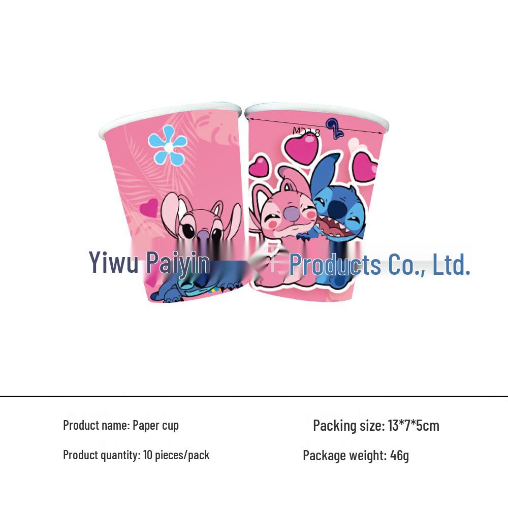 Pink Lilo & Stitch Party Set: Plates, Cups, Napkins, Tablecloths, Goodie Bags, Banners, Invitations