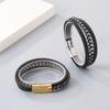 Kalen Stainless Steel Braided Leather Bracelet for Men Classic and Distinctive Cowhide Leather Bracelet Jewelry Rock Accessories