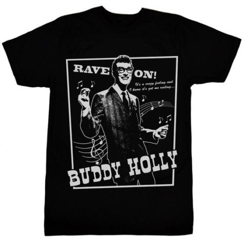 Buddy Holly Rave Auf Herren T-shirt Black Cotton Unisex S