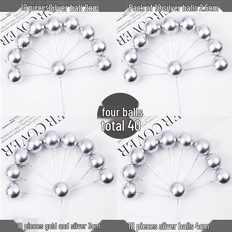 Festive Frosted Gold & Silver Ball Cake Decoration - Christmas & Birthday Iridescent Ornaments Topper