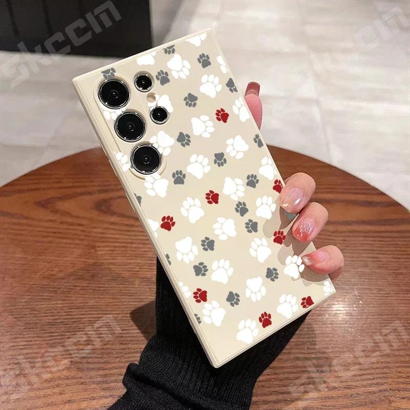 

Cat Footprints Love Print Phone Case For Samsung Galaxy S24 Ultra S23 FE S22 S20 Plus A15 A35 A50 A51 A54 A55 A71 A72 A73 Cover A55 5G