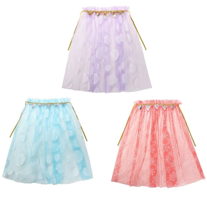Girls Princess Cape Star Chiffons Cloak Adjustable Tie Closure Fantasy Grooming Costume