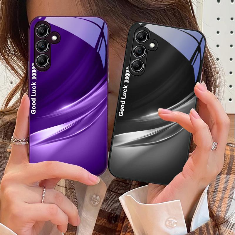 Lucky Gradient Ripple For Samsung Galaxy A14 4G 20 30 52 20S 21S 22 32 33 34 42 50 51 53 54 70 71 72 73 5G Glass Phone Case