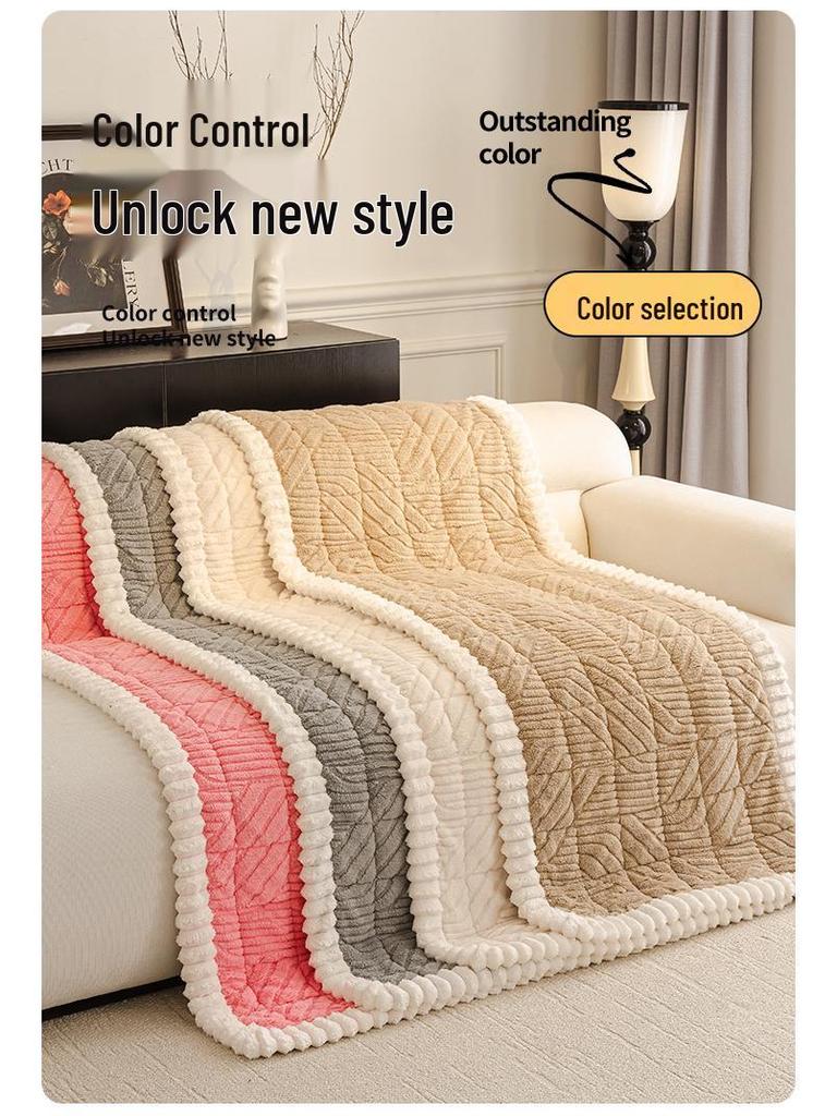 Thickened Plush Sofa Cushion Cover - Anti-Slip, High-Quality for Autumn/Winter