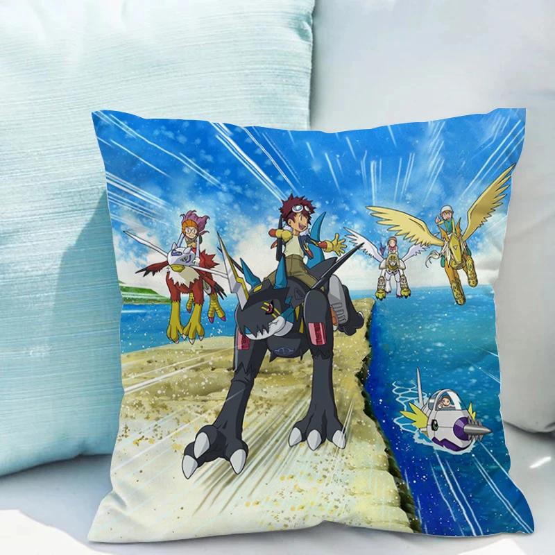 Pillowcase 45*45 D-digimon Ornamental Pillows for Living Room Cushion Covers 45x45 Pillow Hugs Fall Decoration Lounge Chairs